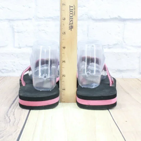 LL Bean Women's Pink Printed Nylon Flip Flops Summer Flat Sandals Size 9 M - Picture 8 of 9